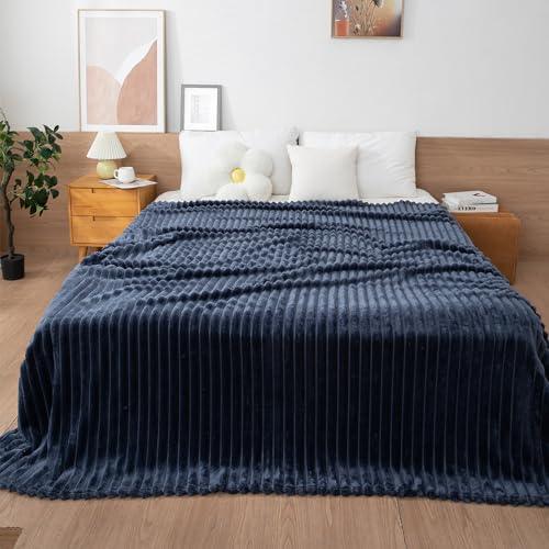 Buy Dark Grey Striped AC Blanket Double Bed | HOKIPO
