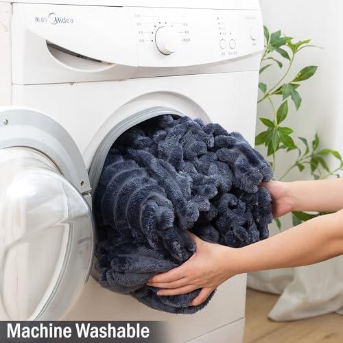Dark Grey Striped Warm AC Blanket | Machine Washable | HOKIPO
