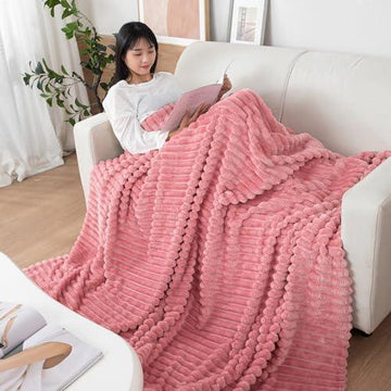Pink Colour Fleece Winter Blanket For Double Bed HOKIPO – HOKIPO