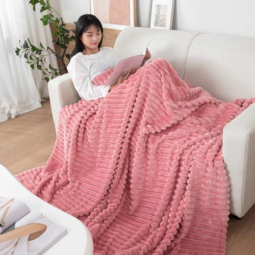 Pink Colour Soft Fleece Blankets | HOKIPO