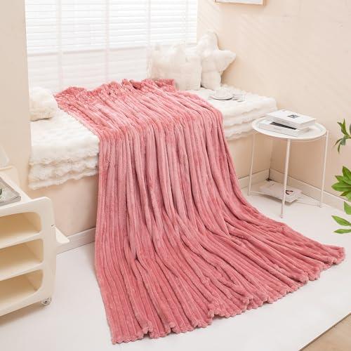 Buy Pink Colour Striped Blanket | HOKIPO
