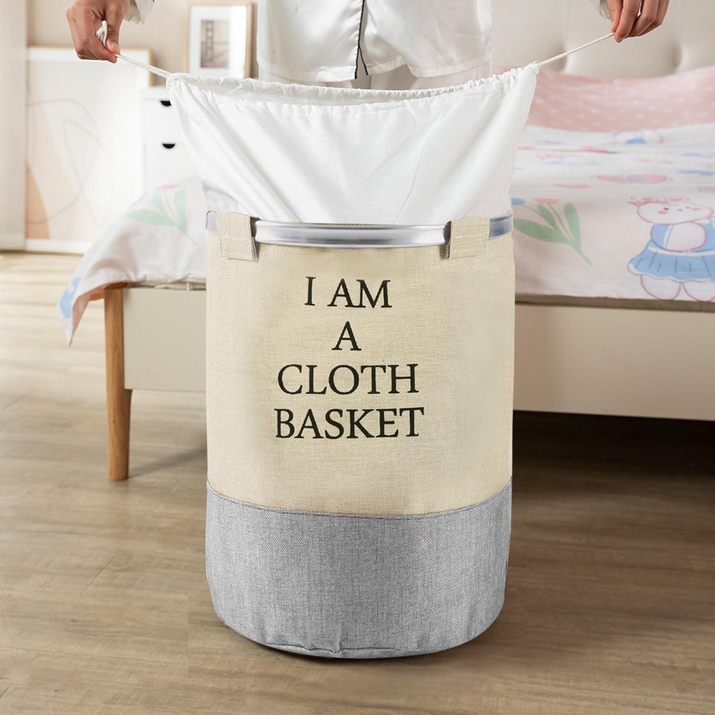 Foldable Laundry Hamper Basket Bag with Drawstring Closure - HOKIPO | Har Ghar ka Humsafar