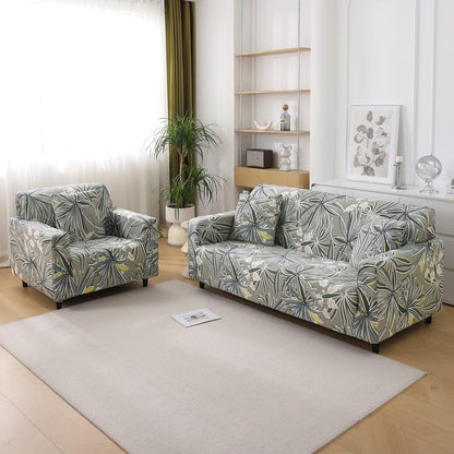 Frost Grey Marginata Printed Stretchable Sofa Cover - HOKIPO | Har Ghar ka Humsafar