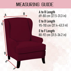 Fully Covered Stretchable Jacquard Wing Chair Cover, Wine - HOKIPO | Har Ghar ka Humsafar