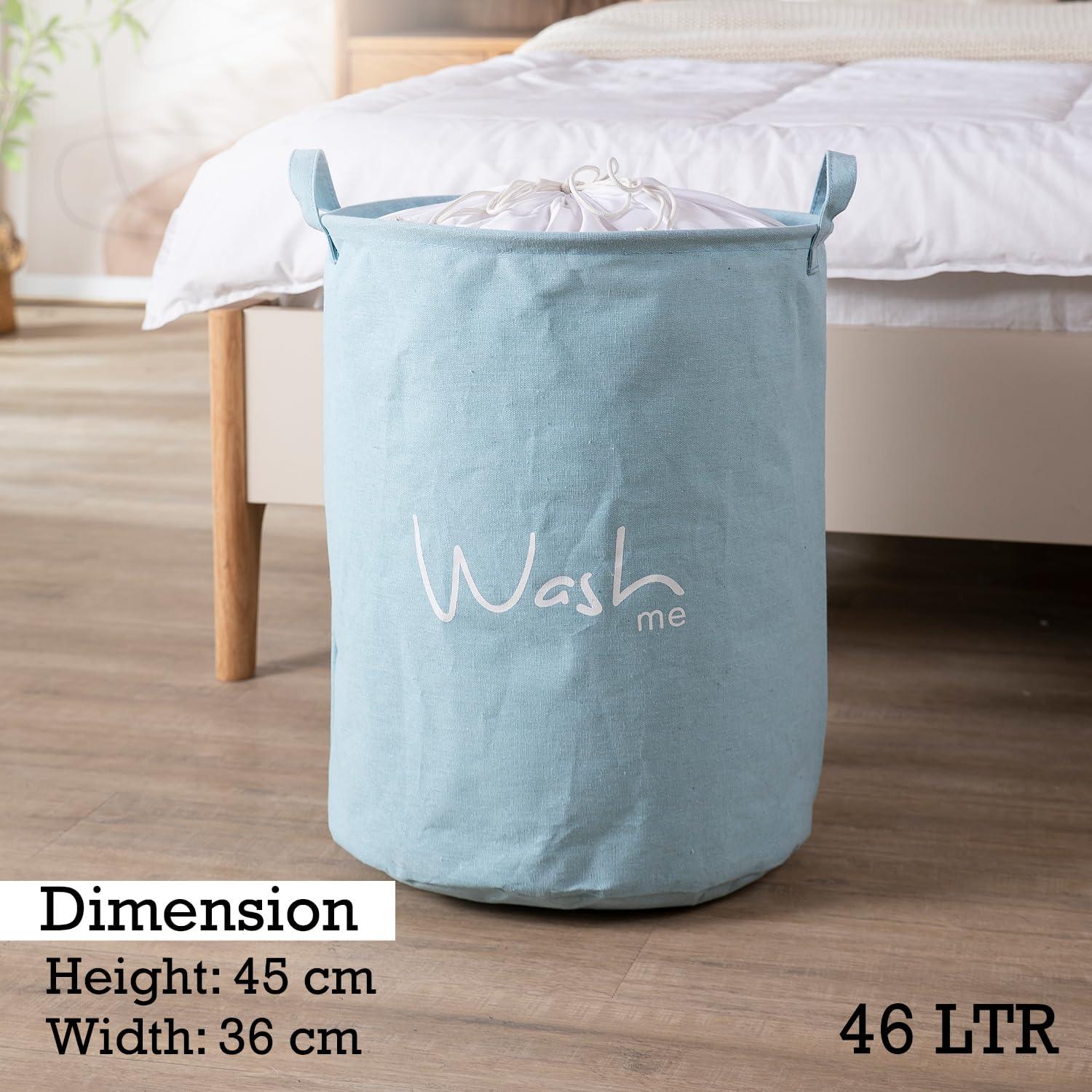 Grayish Blue Foldable Laundry Bag with Cover - HOKIPO | Har Ghar ka Humsafar