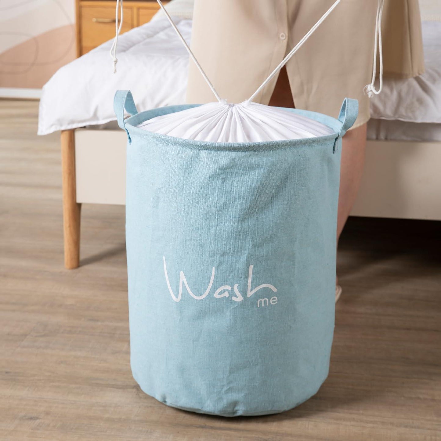 Grayish Blue Foldable Laundry Bag with Cover - HOKIPO | Har Ghar ka Humsafar