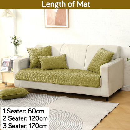 Premium Pebble Milk Velvet Anti Slip Sofa Mat for 1/2/3 Seater, Pristine Green