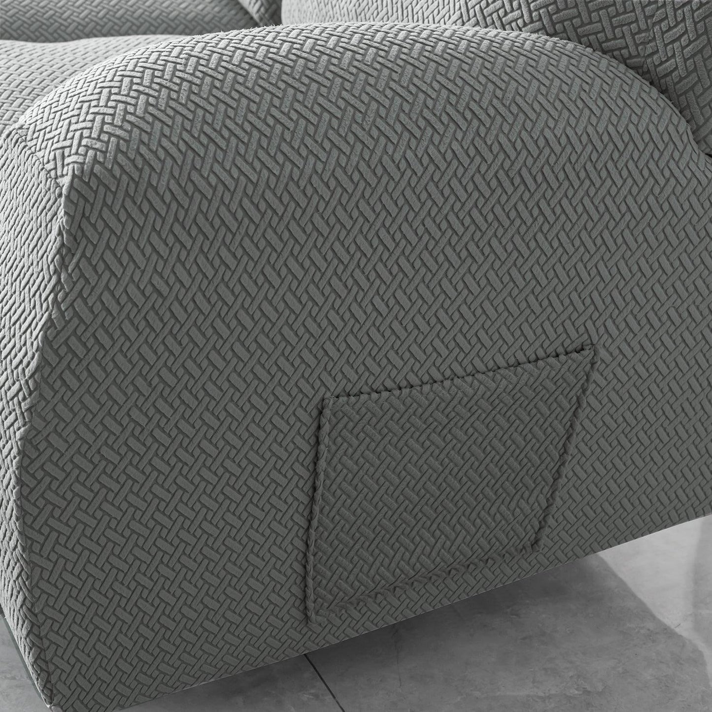 Grey Stretchable Jacquard Recliner Sofa Cover | Elastic & Anti - Slip - HOKIPO | Har Ghar ka Humsafar