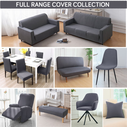 SereneSolids Stretchable Elastic Armless Sofa Cover – 140 GSM, Futon Slipcover, Easy Fit, Grey