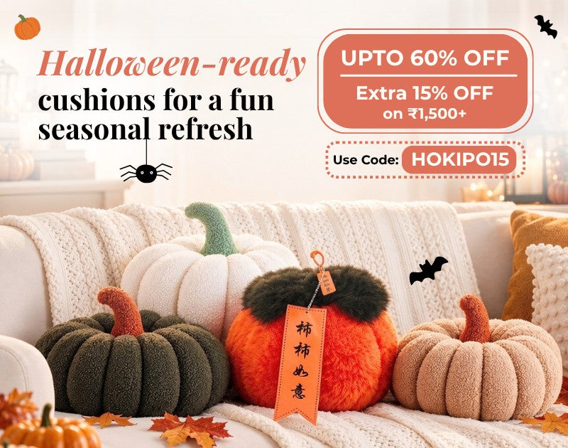 Halloween-ready cushions for a fun seasonal refresh - Up to 60% off, extra 15% off on Rs 1,500+ with code HOKIPO15static_banner_yYLfaN