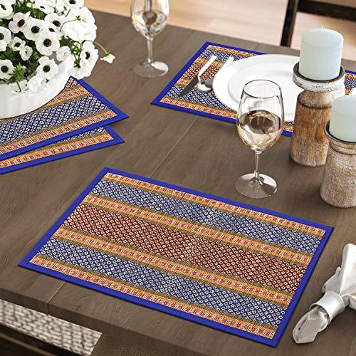 Handmade Madurkathi River Grass Dining Table Mats, Blue - HOKIPO | Har Ghar ka Humsafar