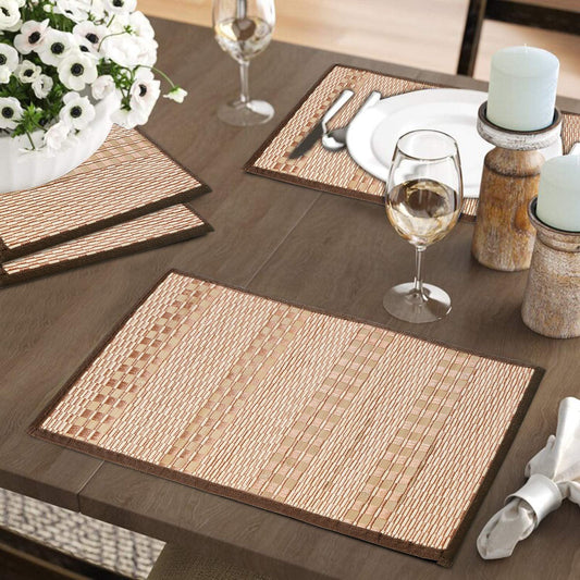 Heat Resistant Bamboo Dinner Mats, Beige - HOKIPO | Har Ghar ka Humsafar