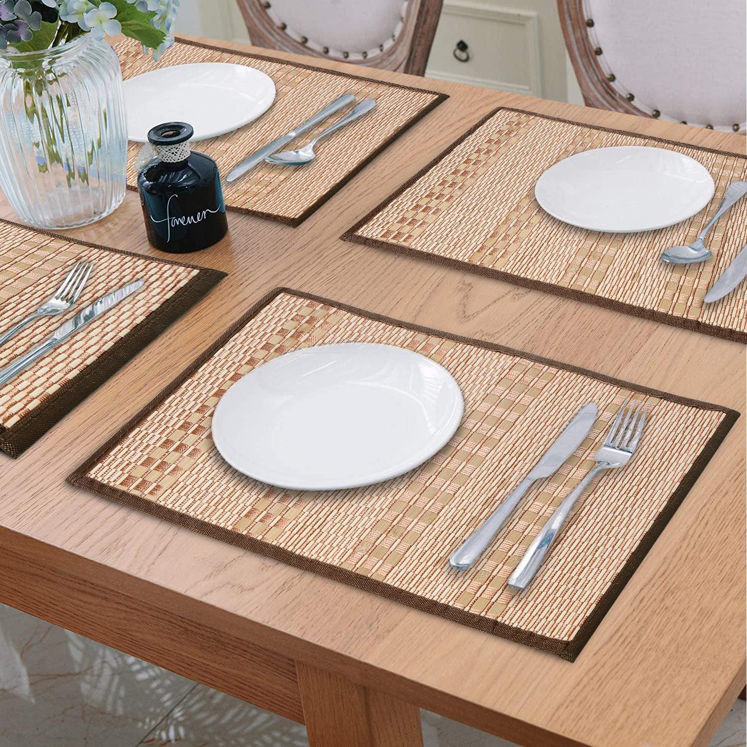 Heat Resistant Bamboo Dinner Mats, Beige - HOKIPO | Har Ghar ka Humsafar