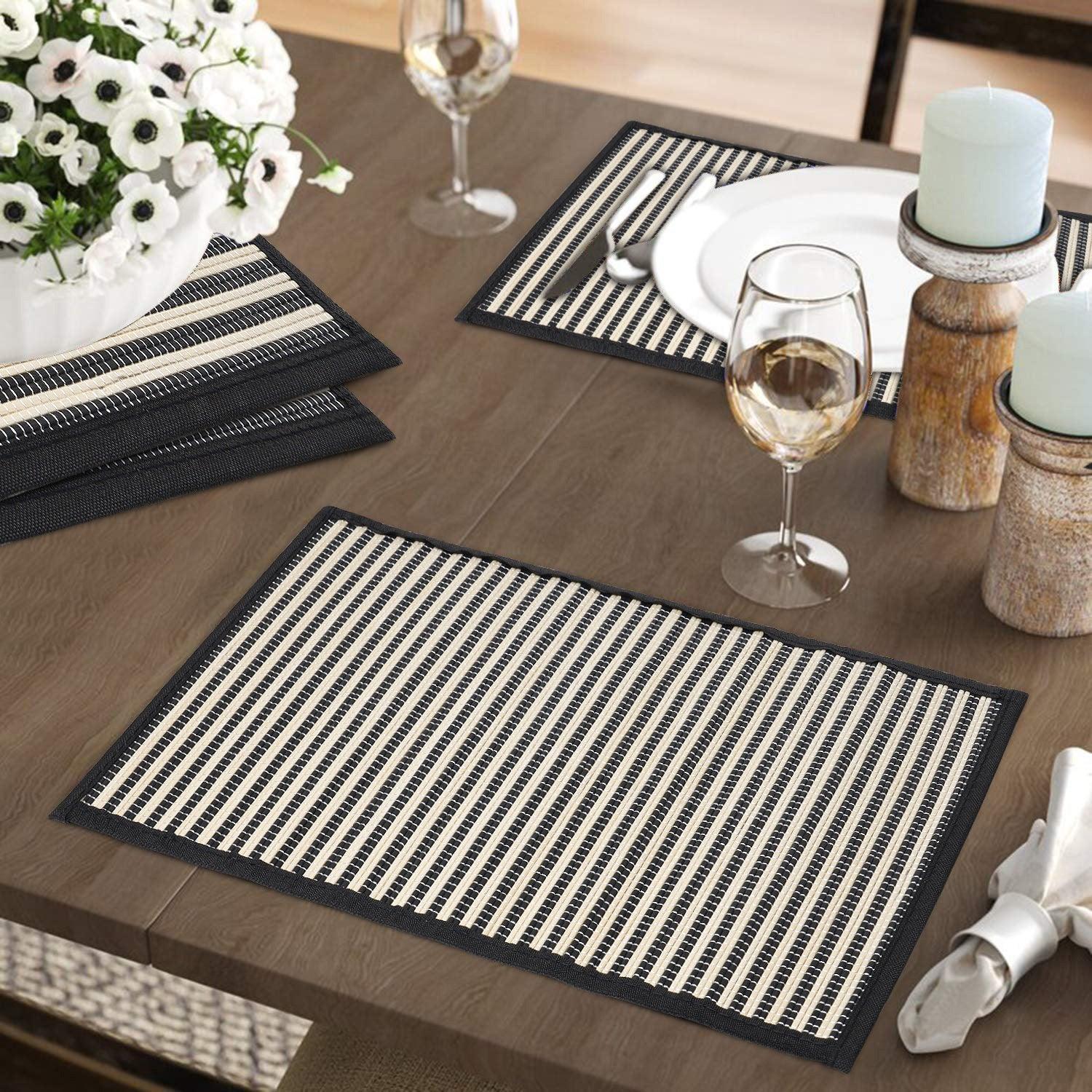 Heat Resistant Bamboo Dinner Mats, Black - HOKIPO | Har Ghar ka Humsafar