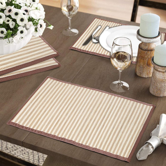 Heat Resistant Bamboo Dinner Mats, Brown - HOKIPO | Har Ghar ka Humsafar