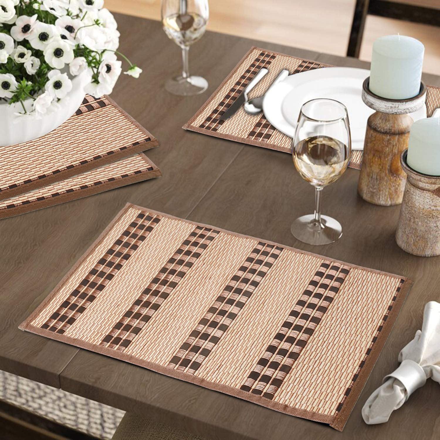 Heat Resistant Bamboo Dinner Mats, Brown - HOKIPO | Har Ghar ka Humsafar