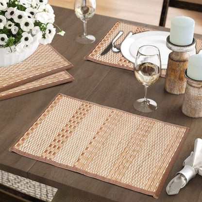 Heat Resistant Bamboo Dinner Mats, Burnt Orange - HOKIPO | Har Ghar ka Humsafar