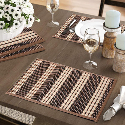 Heat Resistant Bamboo Dinner Mats, Dark Brown - HOKIPO | Har Ghar ka Humsafar