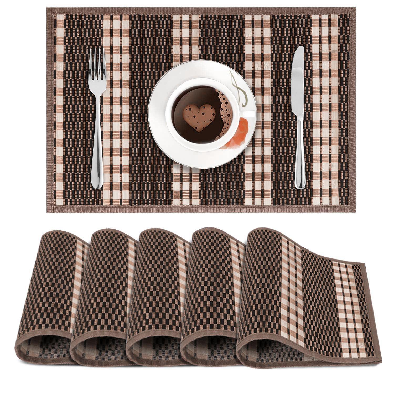 Heat Resistant Bamboo Dinner Mats, Dark Brown - HOKIPO | Har Ghar ka Humsafar