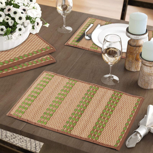 Heat Resistant Bamboo Dinner Mats, Green - HOKIPO | Har Ghar ka Humsafar