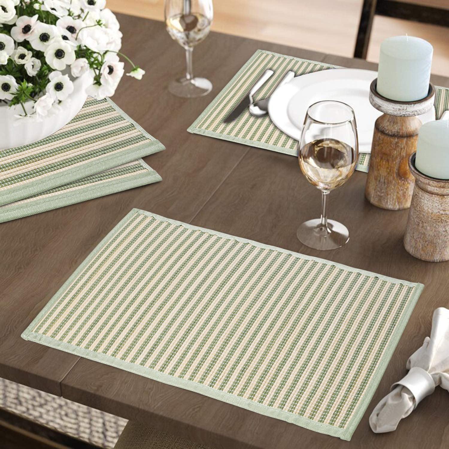 Heat Resistant Bamboo Dinner Mats, Green - HOKIPO | Har Ghar ka Humsafar