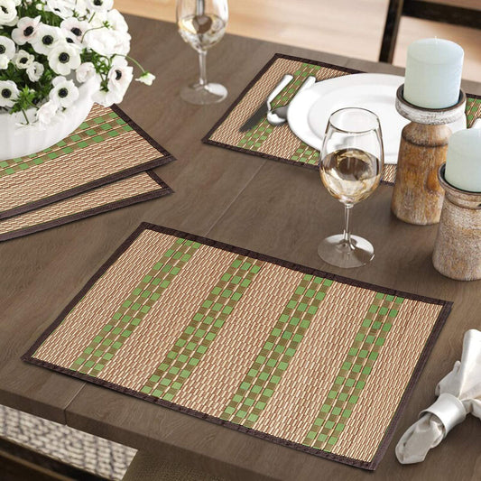 Heat Resistant Bamboo Dinner Mats, Green - HOKIPO | Har Ghar ka Humsafar