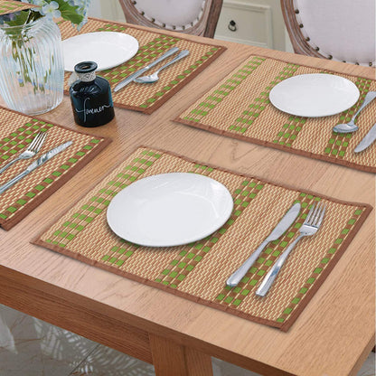 Heat Resistant Bamboo Dinner Mats, Green - HOKIPO | Har Ghar ka Humsafar