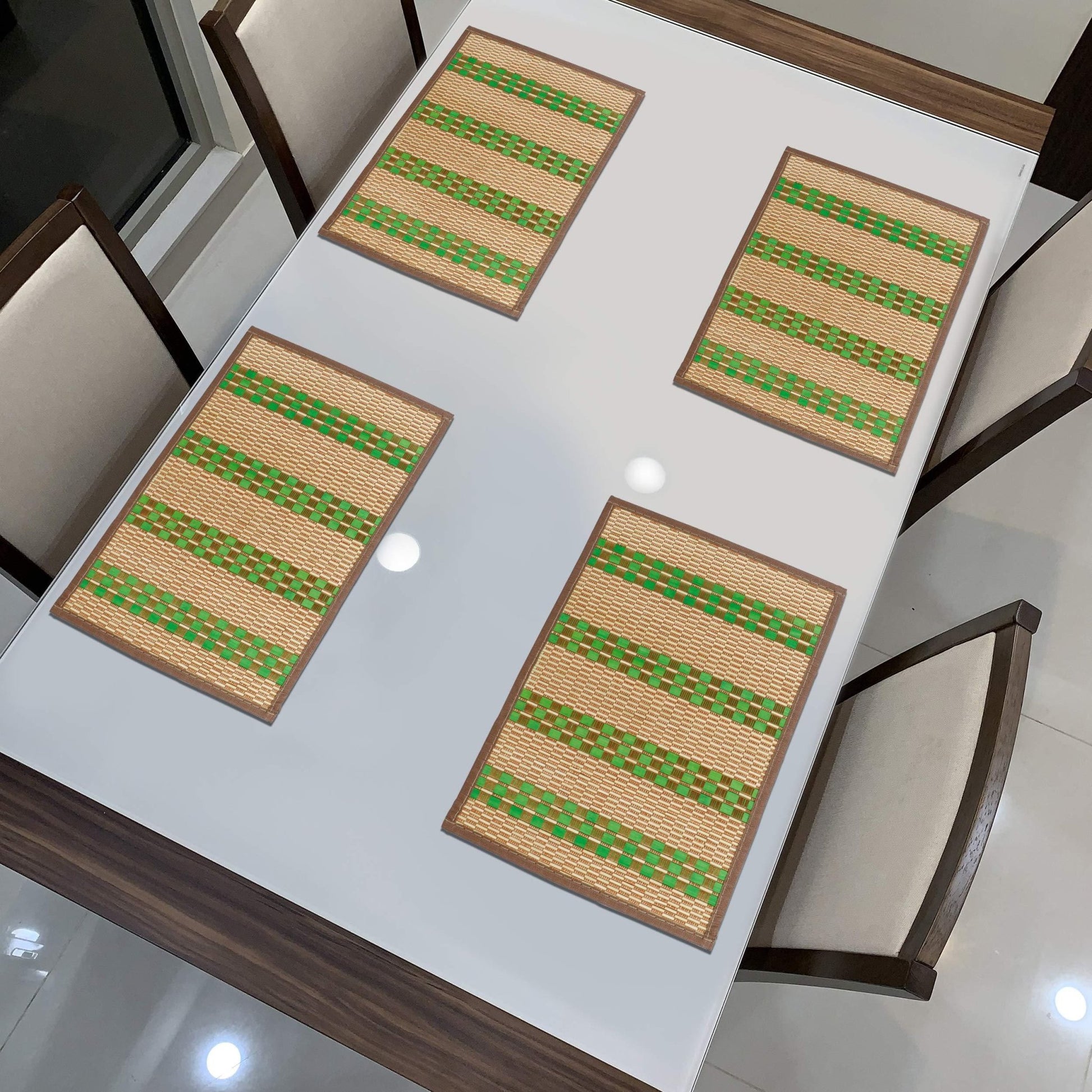 Heat Resistant Bamboo Dinner Mats, Green - HOKIPO | Har Ghar ka Humsafar