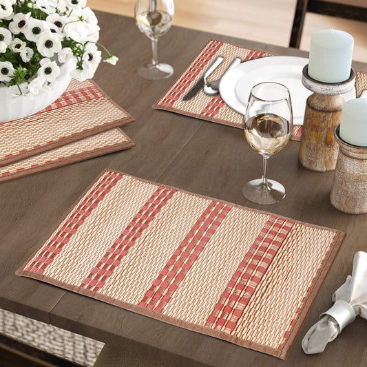 Heat Resistant Bamboo Dinner Mats, Orange - HOKIPO | Har Ghar ka Humsafar