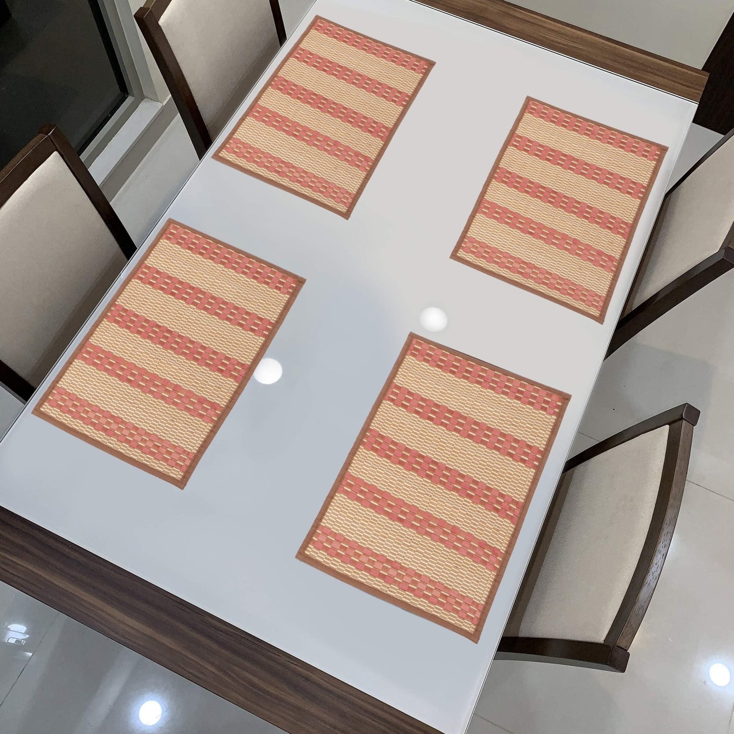 Heat Resistant Bamboo Dinner Mats, Peach - HOKIPO | Har Ghar ka Humsafar