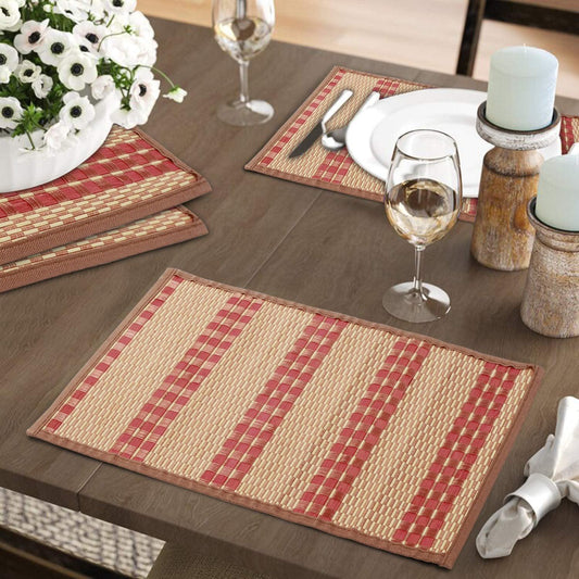 Heat Resistant Bamboo Dinner Mats, Peach - HOKIPO | Har Ghar ka Humsafar