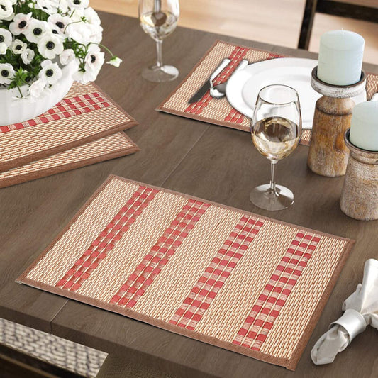 Heat Resistant Bamboo Dinner Mats, Red - HOKIPO | Har Ghar ka Humsafar