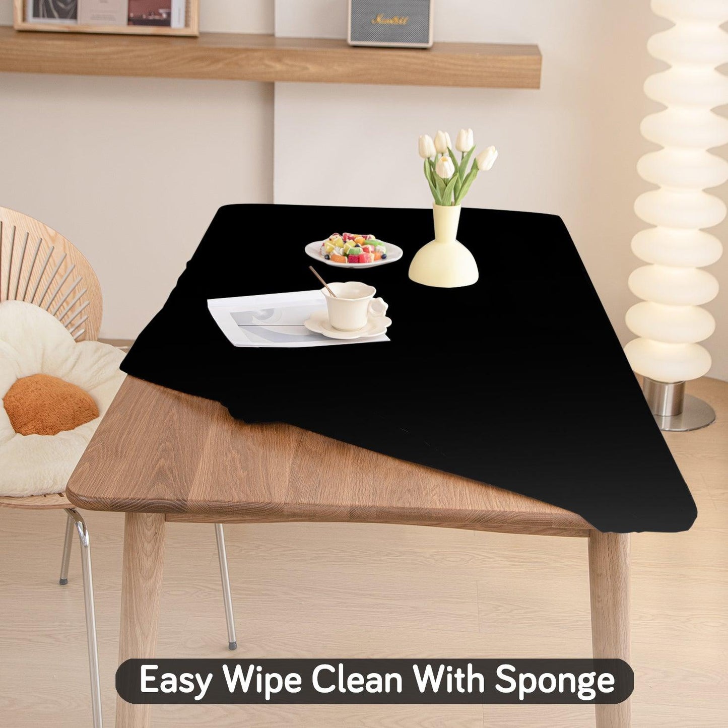 HOKIPO 100% Waterproof Non - Slip Stretch Table Cover, Black - HOKIPO | Har Ghar ka Humsafar