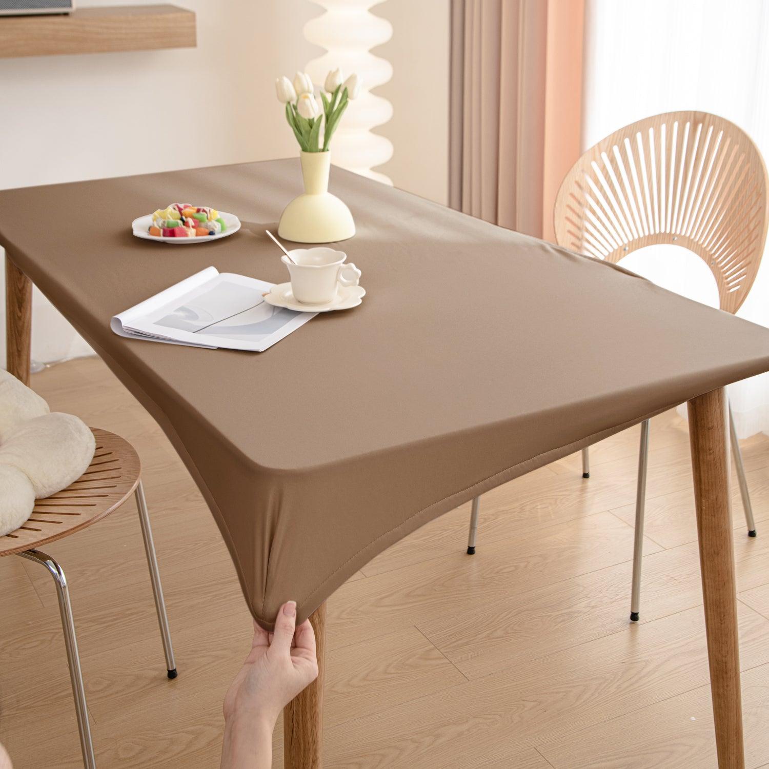 HOKIPO 100% Waterproof Non - Slip Stretch Table Cover, Light Brown - HOKIPO | Har Ghar ka Humsafar