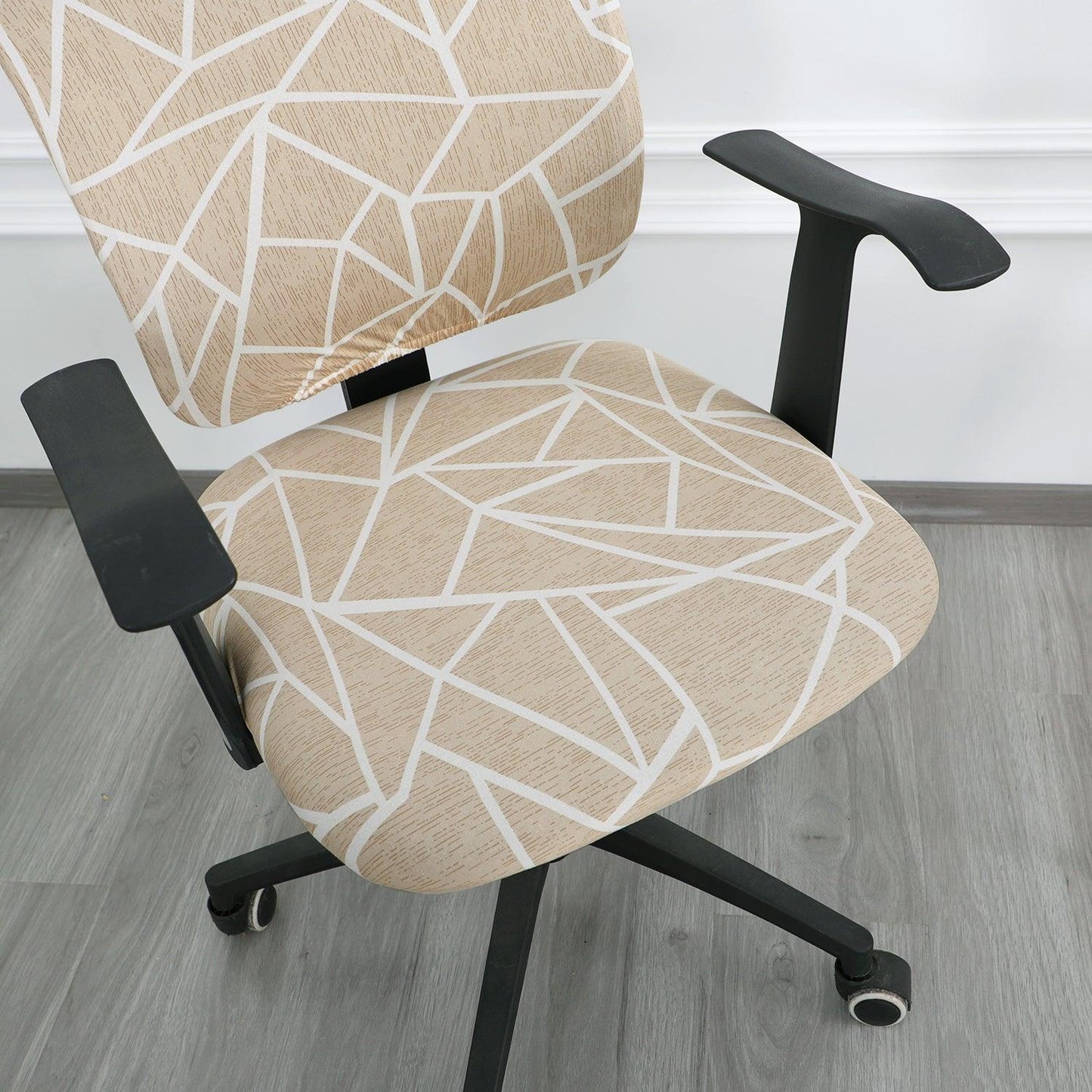 HOKIPO 140gsm Stretchable Office Chair Cover, Beige Abstract Geometry - HOKIPO | Har Ghar ka Humsafar