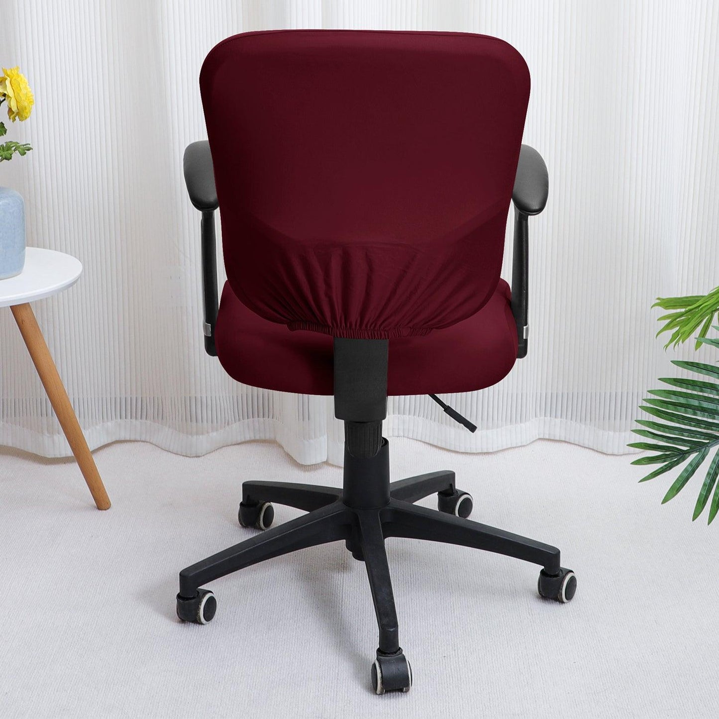 HOKIPO 140gsm Stretchable Office Chair Cover, Burgundy - HOKIPO | Har Ghar ka Humsafar