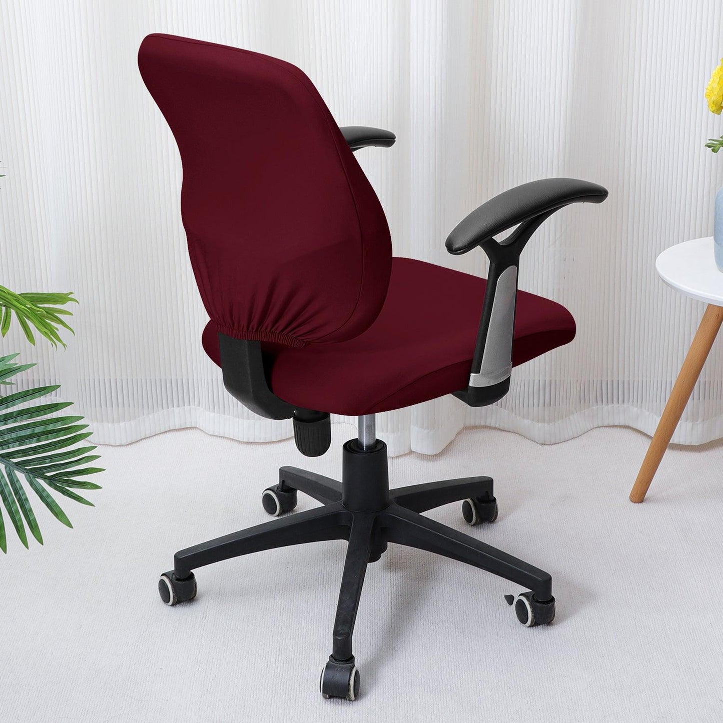 HOKIPO 140gsm Stretchable Office Chair Cover, Burgundy - HOKIPO | Har Ghar ka Humsafar