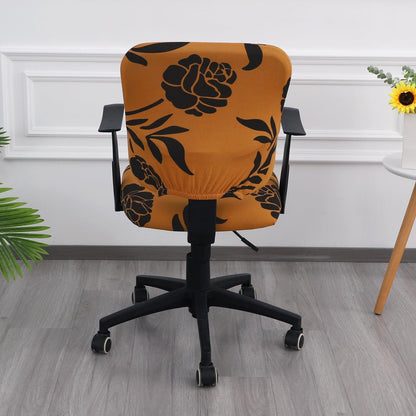 HOKIPO 140gsm Stretchable Office Chair Cover, Copper Brown Floral - HOKIPO | Har Ghar ka Humsafar