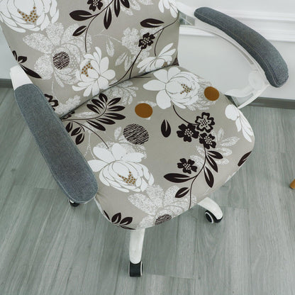 HOKIPO 140gsm Stretchable Office Chair Cover, Feather Brown Floral - Medium / Large - HOKIPO | Har Ghar ka Humsafar