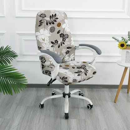 HOKIPO 140gsm Stretchable Office Chair Cover, Feather Brown Floral - Medium / Large - HOKIPO | Har Ghar ka Humsafar