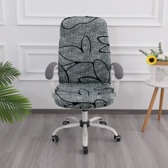 HOKIPO 140gsm Stretchable Office Chair Cover, Intense Grey Abstract Floral - Medium / Large - HOKIPO | Har Ghar ka Humsafar