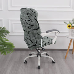 HOKIPO 140gsm Stretchable Office Chair Cover, Intense Grey Abstract Floral - Medium / Large - HOKIPO | Har Ghar ka Humsafar