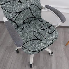 HOKIPO 140gsm Stretchable Office Chair Cover, Intense Grey Abstract Floral - Medium / Large - HOKIPO | Har Ghar ka Humsafar