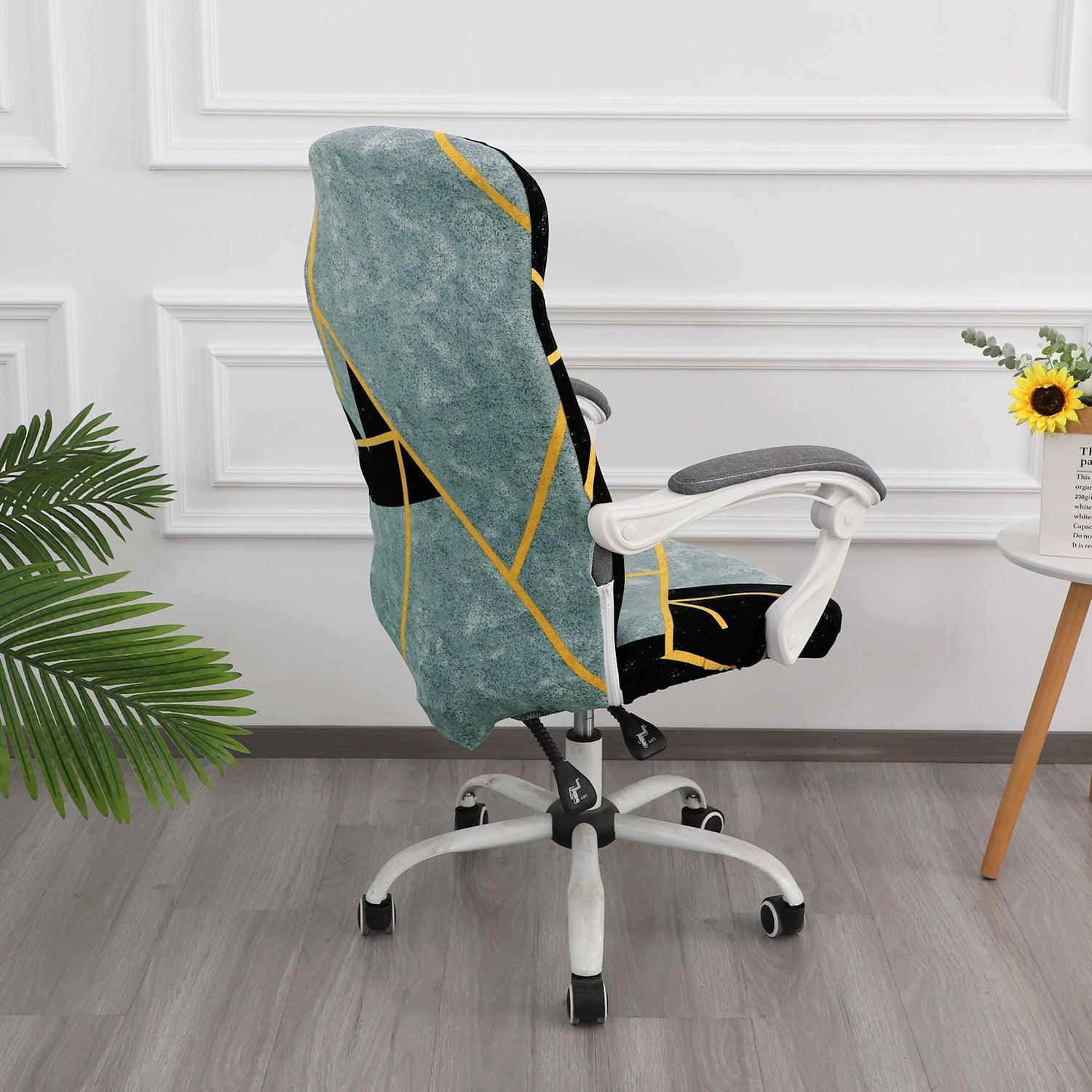 HOKIPO 140gsm Stretchable Office Chair Cover, Multicolor Abstract Geometry - Medium / Large - HOKIPO | Har Ghar ka Humsafar