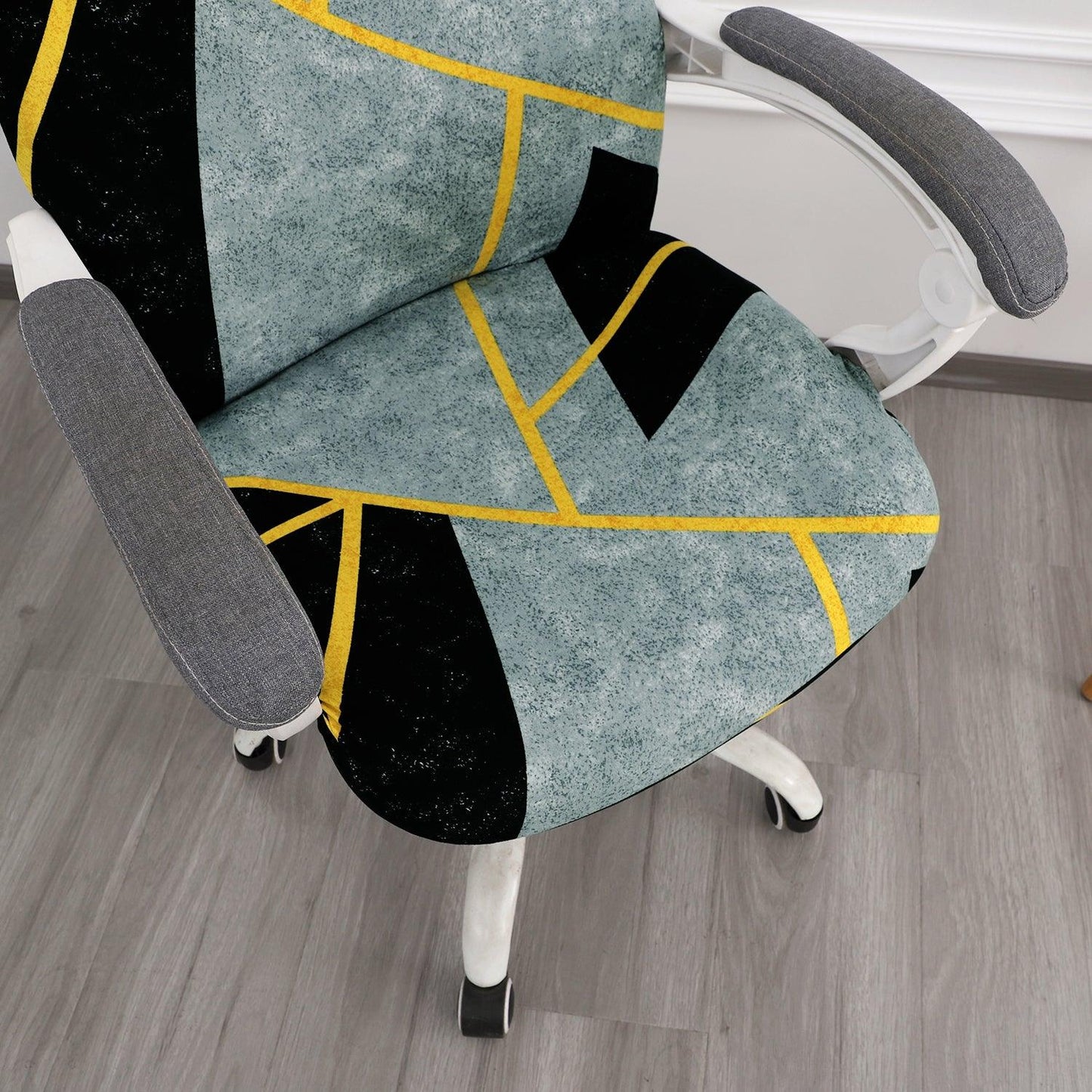 HOKIPO 140gsm Stretchable Office Chair Cover, Multicolor Abstract Geometry - Medium / Large - HOKIPO | Har Ghar ka Humsafar