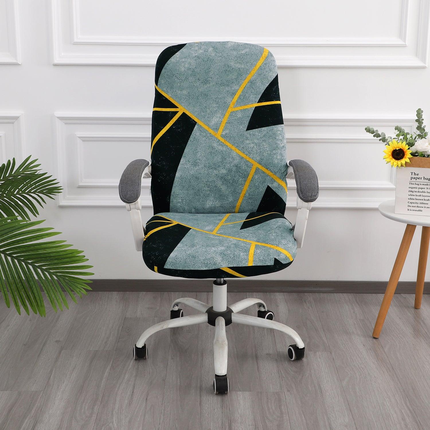 HOKIPO 140gsm Stretchable Office Chair Cover, Multicolor Abstract Geometry - Medium / Large - HOKIPO | Har Ghar ka Humsafar