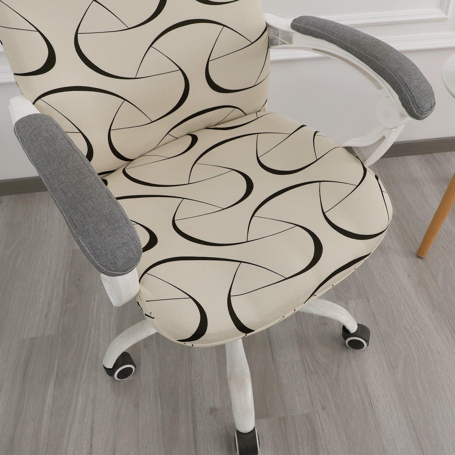 HOKIPO 140gsm Stretchable Office Chair Cover, Natural Beige Abstract Art - Medium / Large - HOKIPO | Har Ghar ka Humsafar