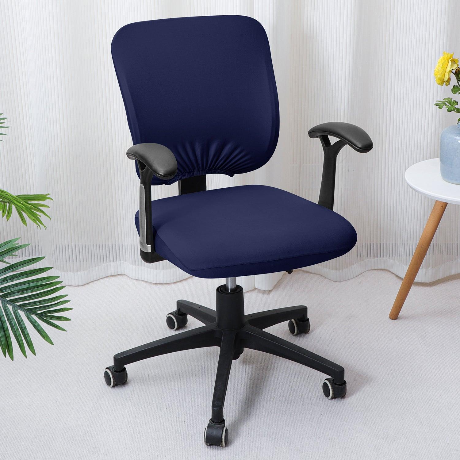 HOKIPO 140gsm Stretchable Office Chair Cover, Navy Blue - HOKIPO | Har Ghar ka Humsafar