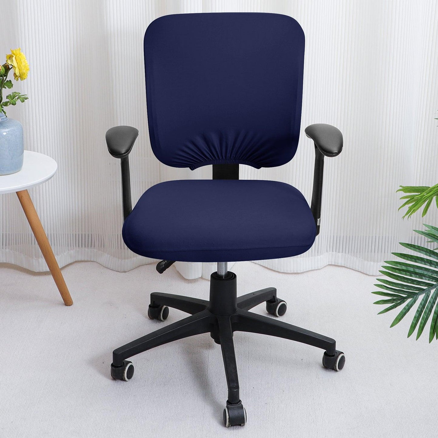 HOKIPO 140gsm Stretchable Office Chair Cover, Navy Blue - HOKIPO | Har Ghar ka Humsafar