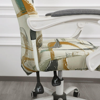 HOKIPO 140gsm Stretchable Office Chair Cover, Parchement Beige Abstract Art - Medium / Large - HOKIPO | Har Ghar ka Humsafar